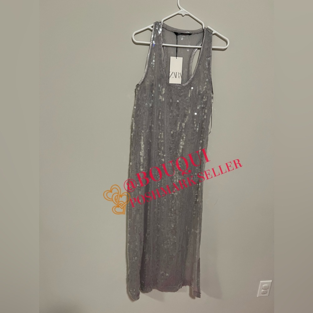 BLOGGERS FAV ZARA RACERBACK SEQUIN DRESS - Picture 2 of 4